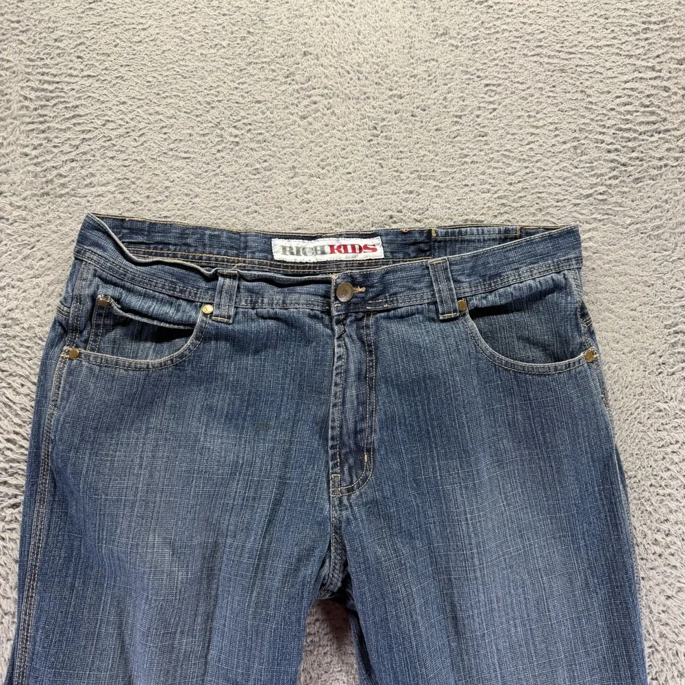 Vintage Rich Kids Jeans Men's 40x32 Blue Cotton Denim Straight Leg Faded Baggy